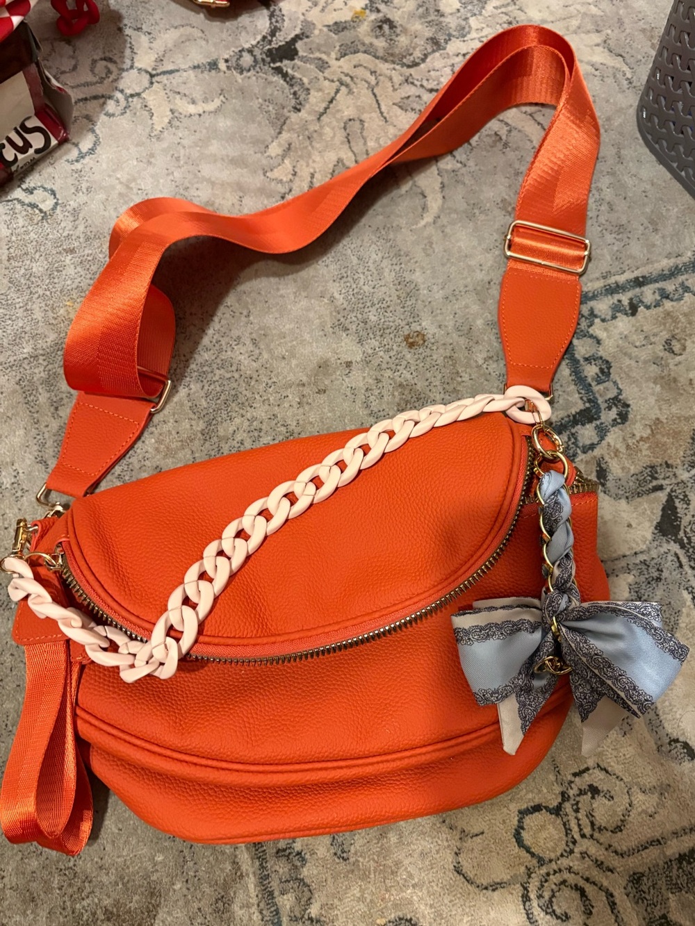 Emmafy Viral Go-Free Crossbody Bum Bag- Pebbled Orange